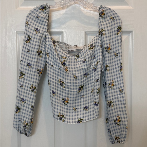 Reformation Reign Floral Gingham Top in Al Fresco Size 6 - Picture 2 of 8